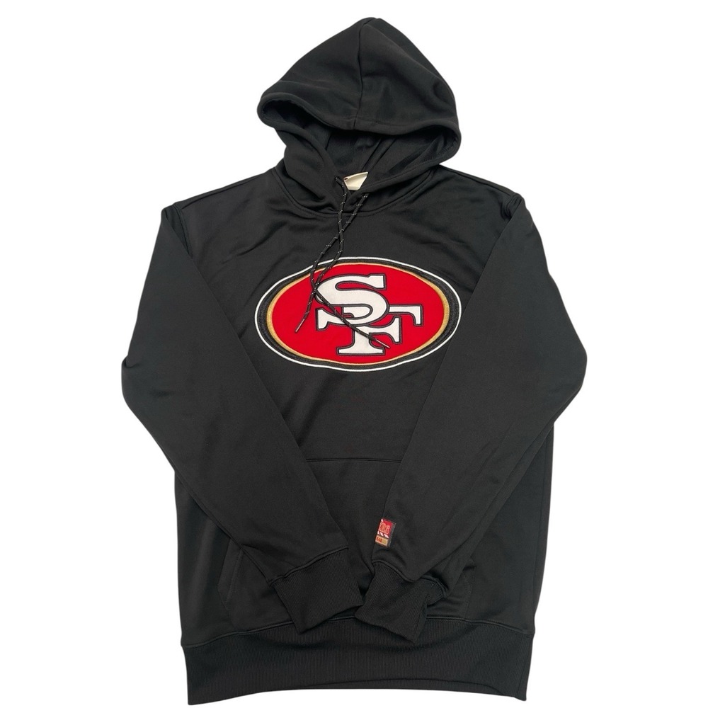 San Francisco 49ers Small Men's Stitch Logo NFL Ultra Game Black Hoodie NWOT